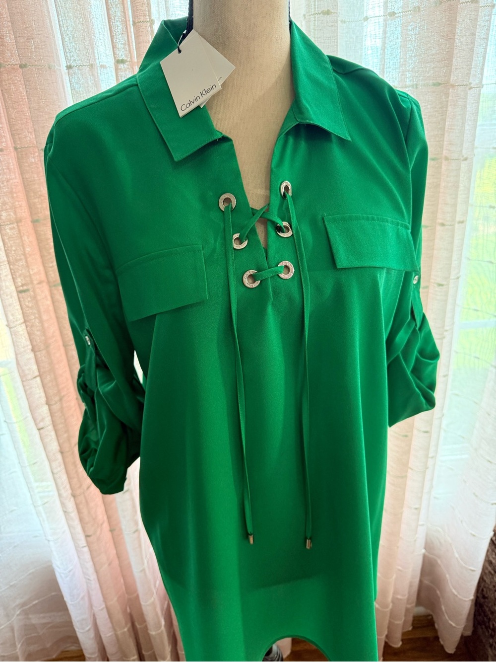 Calvin Klein Emerald Green Lace-Up Tunic